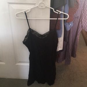 Black lacy strap tank top